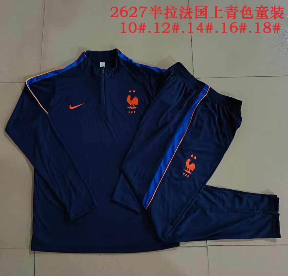 Kids France 26/27 Tracksuit - Dark Blue